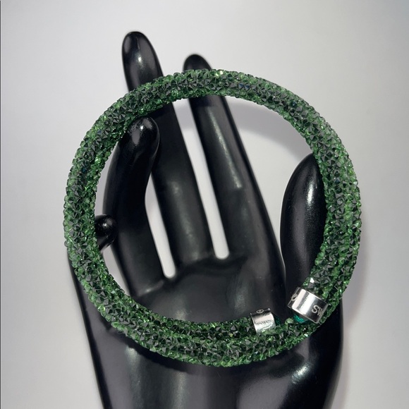 Authentic Swarovski Crystaldust Double Loop Bracelet/Bangle ~ in Green - Picture 3 of 14